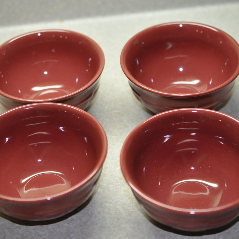 set of 4 Longaberger paprika woven traditions desert bowls